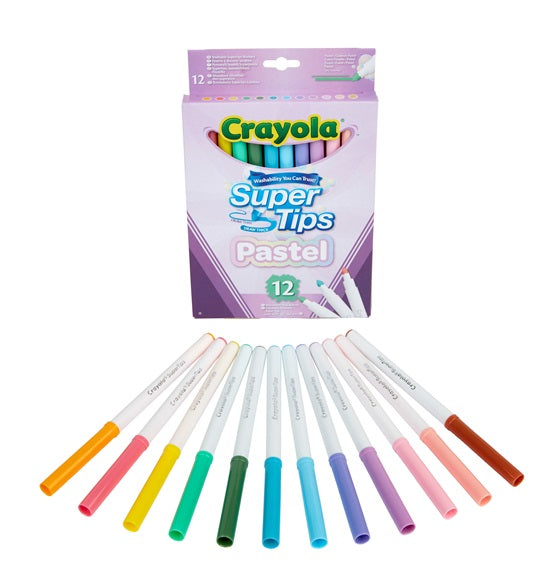 12 Bright Super Tips Pastel Edition by Crayola