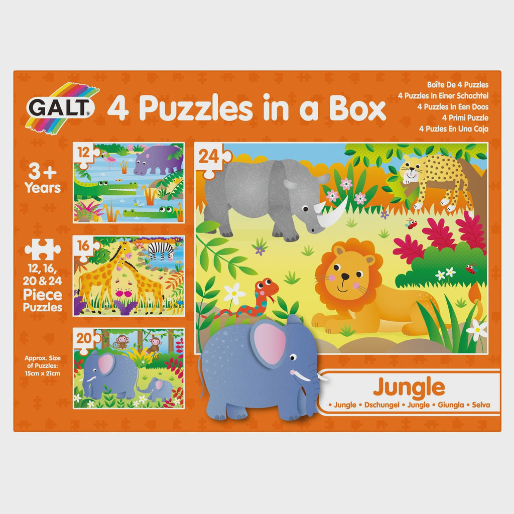 4 Jungle Puzzles in a Box - Jigsaw Puzzles for Young Children