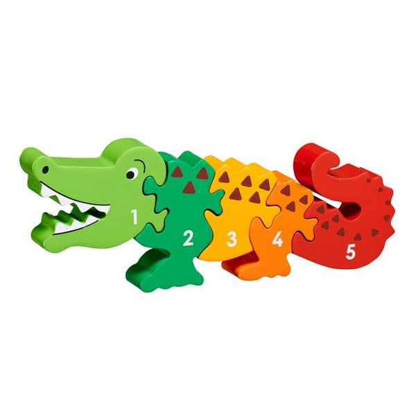 Wooden Number Jigsaw Puzzle: Crocodile 1-5