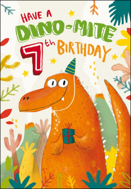 Birthday Card - Age 7: Dino-mite
