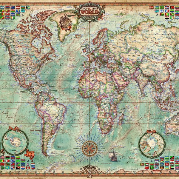 Map of the World with Flags - 1500 piece Jigsaw Puzzle