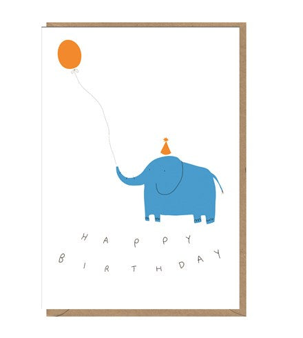 Birthday Card - ‘Happy Birthday’: Elephant with Balloon
