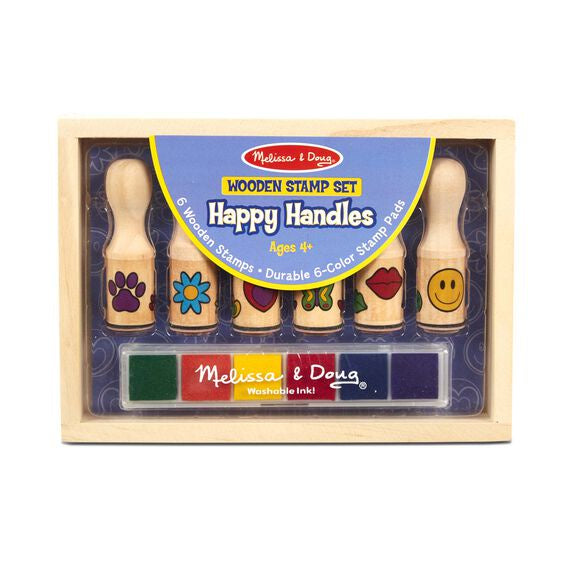Happy Handle Emoji Stamps - wooden stamping set