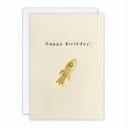 Birthday Card - Gold Rocket