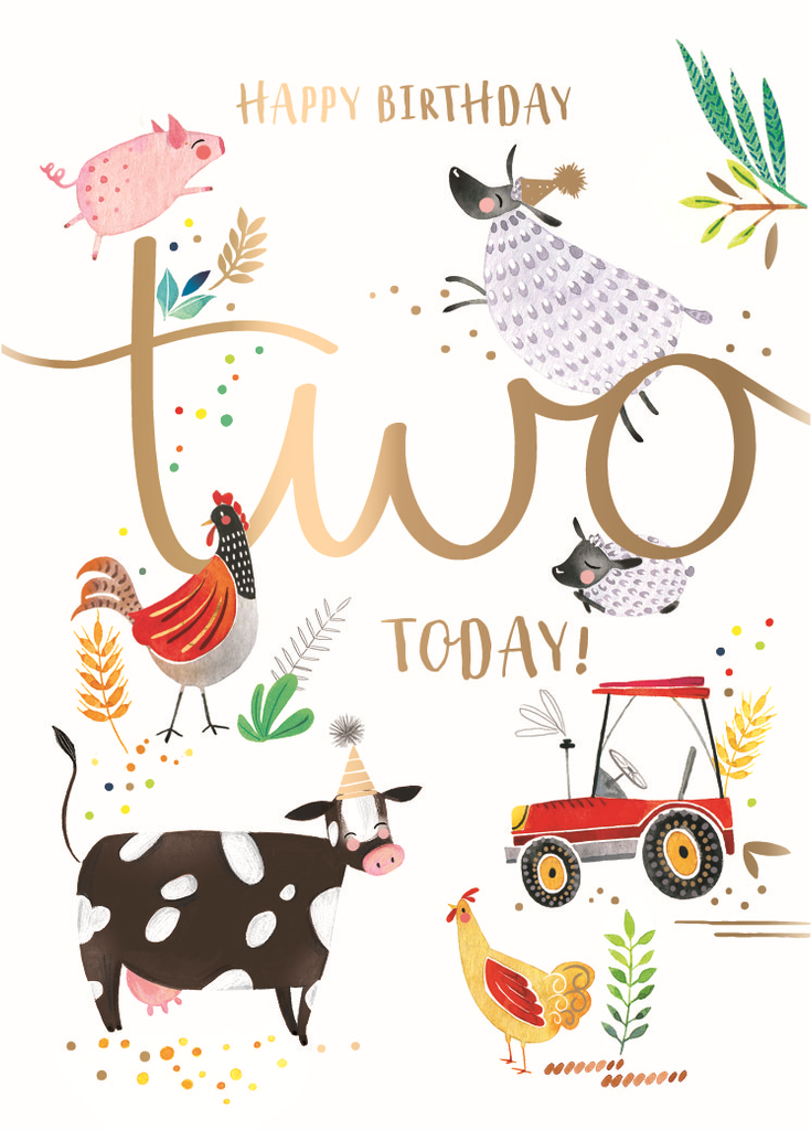 Birthday Card - Age 2: Farmyard Fun